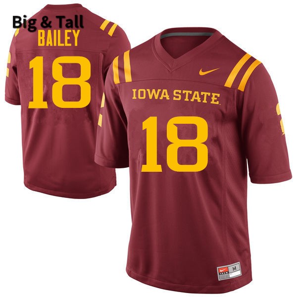 Iowa State Cyclones Men's #18 Cordarrius Bailey Nike NCAA Authentic Cardinal Big & Tall College Stitched Football Jersey SN42Z40WC